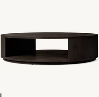 Table basse ronde ouverte moderne MONTECITO, style américain, en chêne massif, mobilier de villa de haute qualité