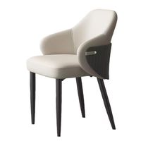 Chaise de salle à manger rembourrée en similicuir design avec accoudoirs rembourrés pour hôtel et salon
