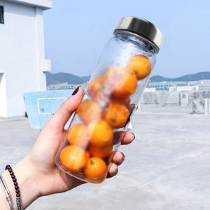 16OZ Drinking Juice Shaker Garrafa De Água com aço inoxidável Tampa Transparente <span class=keywords><strong>Plastic</strong></span> Tritan Water <span class=keywords><strong>Bottle</strong></span> BPA Free - Product Image 3