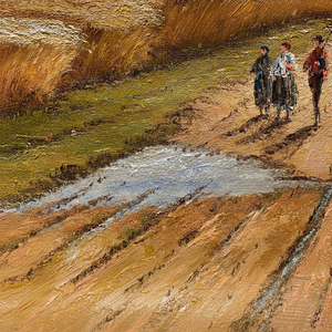 Dipinti a Olio Classici Dipinti a Mano 20x24 Pollici Tre Persone in Campo Agricolo Arte Fine 100% Originale su Tela - Product Image 1