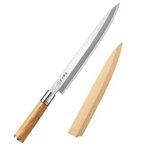 Xinzuo faca de cozinha profissional de cabo de madeira, faca de sashimi japonesa com bainha de madeira