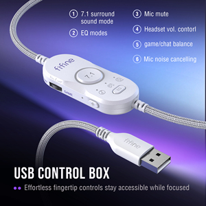 <span class=keywords><strong>FIFINE</strong></span> H13 RGB ชุดหูฟังสำหรับเล่นเกมแบบมีสายหนังตามหลักสรีรศาสตร์แผ่นรองหูฟังสำหรับการสตรีมสดผ่าน USB 7.1 หูฟังเสียงรอบทิศทางพร้อมไมโครโฟน - Product Image 6