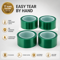 Cinta de Silicona Verde PET de Alta Temperatura (220°C) para Sublimación, Pintura y Protección de Circuitos