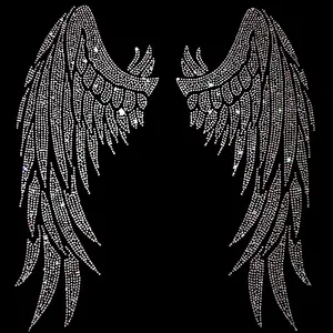 Новый продукт большой ангел крылья горный хрусталь логотип шаблон горный хрусталь Горячая фиксация отделка для одежды