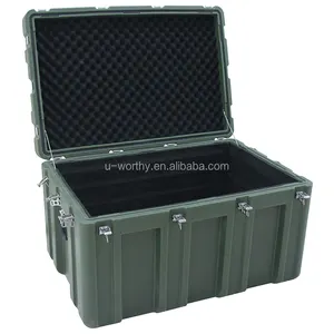 35 Inches 220L Green Color Large Cargo Carrying Case Rotomolded Plastic Storage Box Waterproof Equipment Protective Case