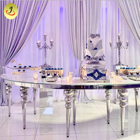 Tables et chaises de banquet de mariage modernes pour hôtel, en acier inoxydable et MDF, forme en S, pour 15 personnes, couleur argent/or/or rose