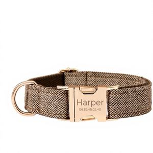 Ensemble collier et harnais pour chiot en velours uni personnalisé avec étiquette de chien personnalisée - Cadeau d'anniversaire - Product Image 1