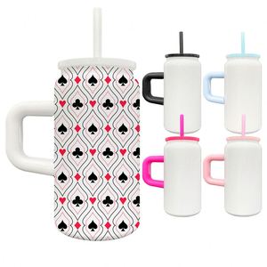 Vaso Infantil de Acero Inoxidable de Doble Pared de 16oz para Sublimación, Color Blanco, con Tapas y Pajitas de Colores para Envolturas UV DTF - Product Image 1