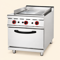 Plaque de cuisson à gaz avec four, gril plat professionnel pour restaurant, 1/3 rainuré, en acier inoxydable, équipement de cuisine pour la restauration