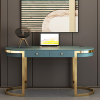 Bureau d'ordinateur en bois bleu et chaise de bureau, taille personnalisée 120/140/160cm, ensemble moderne, chaise de bureau