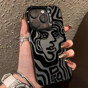 Custodia per telefono arte creativa per <span class=keywords><strong>IPhone</strong></span> 17 16 15 14 13 12 <span class=keywords><strong>11</strong></span> <span class=keywords><strong>Pro</strong></span> <span class=keywords><strong>Max</strong></span> nero <span class=keywords><strong>viola</strong></span> opaco Laser metallizzato Aurora rigida - Product Image 2