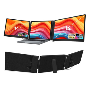 Factory Direct 14 Inch Laptop Monitor Extender Portable Triple Screen with Custom Logo and Retail Packaging - Product Image 1