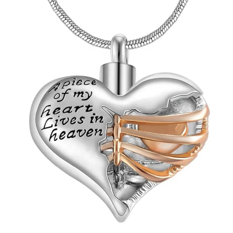 Dr. Jewelry 2022 New Custom Name Edelstahl Feuer bestattung Memorial Asche Urne Broken Heart Halskette für Andenken Schmuck