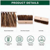 Brosse de nettoyage de sol en poils naturels de 30 cm avec base en bois de hêtre et support de poignée robuste