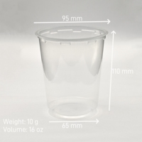 Tasse à Yaourt Personnalisée Sulide de 500 ml (16 oz) en PP, Pot Jetable pour Yaourt Grec avec Logo
