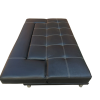 Canapé-lit convertible en cuir PU noir sans accoudoirs, style capitonné, pliable, directement de l'usine