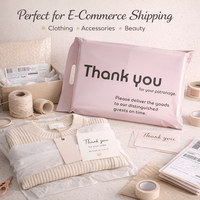 Pochette d'expédition en polyéthylène beige/rose avec poignée, personnalisable avec logo, imperméable, pour vêtements et emballages d'expédition