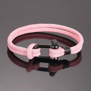 Bracciale da uomo BM3012 a doppio filo in corda nautica con chiusura a bullone in acciaio inossidabile, gioielli nautici, regalo per lui - Product Image 4