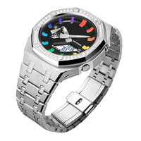Alta calidad Ga 2100 bisel 5th generación diamante correa de reloj de acero inoxidable caja Mod Kit para Casio Oak Ga2100 G reloj de choque