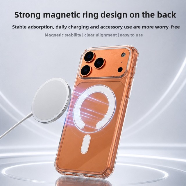 Ultra Clear Magnetic TPU+PC Hard PC Insulated Shockproof Double Sided Mobile Phone Case for A17 Solid-color Starry Sky