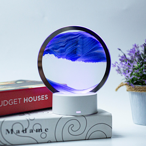 Lámpara de escritorio LED con patrón de pintura de arena 3D moderna, lámparas de inducción, pantalla de cristal de viento de paisaje chino, batería nocturna táctil - Product Image 1