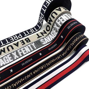 Logo Ban Nhạc Đàn Hồi Spandex Polyester Vải Dây Đeo Chữ Jacquard Ban Nhạc Đàn Hồi Tùy Chỉnh Thương Hiệu Thời Trang Nylon Ribbon Nylon Chủ Đề - Product Image 1