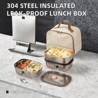 Boîte à lunch isotherme multicouche en acier inoxydable 304, compartiments séparés, grande capacité, compatible micro-ondes, conservation de la chaleur