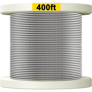 Cable de Acero Trenzado 7x7 de 400 pies, 1/8 Pulgadas, Cable de Acero Inoxidable T316 7x7 para Barandillas de Cubierta, Cable de Acero para Aeronaves - Product Image 1