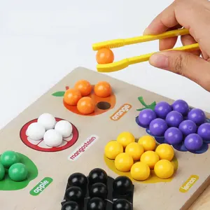 Custom ใหม่ Montessori <span class=keywords><strong>ผล</strong></span><span class=keywords><strong>ไม้</strong></span>การเรียงลําดับลูกปัดสําหรับการรับรู้สีเด็กการเคลื่อนไหวมือของเล่นเพื่อการศึกษา - Product Image 2