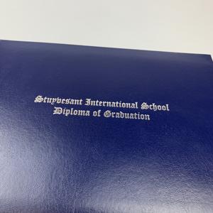 Porte-documents en cuir PU bleu marine A4 vierge personnalisable pour diplôme universitaire avec logo - Product Image 2