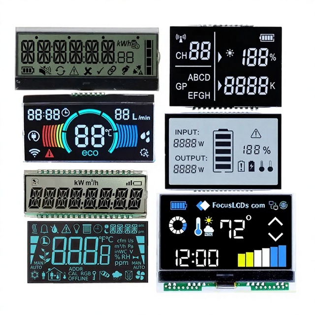Factory Custom Monochrome Display Segment Type TN/HTN/FSTN/VA LCD Positive Yellow Green Negative Blue