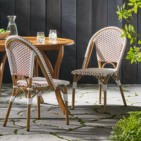 Bambou à la recherche de bistro chaise de salle à manger extérieure café jardin utilisation pour balcon style français en aluminium empilable osier rotin ensemble