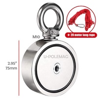 Kit d'aimant de pêche en néodyme professionnel de haute qualité à double matrice 200Kg 500Kg 1000Kg Force de traction N52 N55 avec corde de revêtement en nickel
