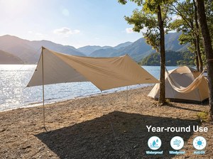 Bâche de camping à fixer sur des poteaux, imperméable, 1000-1500 mm, tente de survie <span class=keywords><strong>ultra</strong></span>-légère en polyester, activités estivales en plein air, randonnée, voyage - Product Image 2