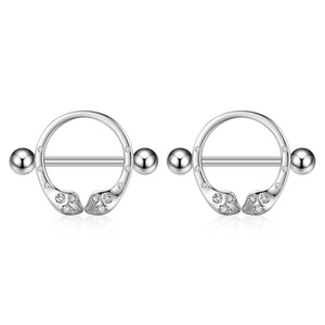Anneaux de mamelon hypoallergéniques Chic pour femmes en acier inoxydable 316L coeur fleur CZ haltère Nipplerings Piercing bijoux - Product Image 4