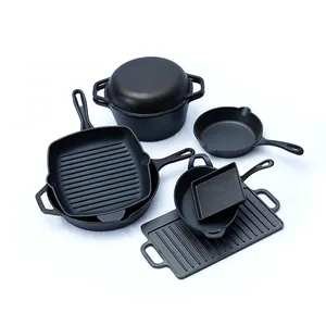 OEM Heavy duty cast iron pots cookware sets high quality skillet nonstick pans