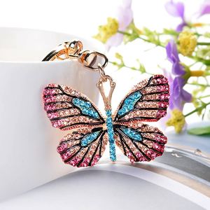 Whosale Hot Selling Bling Bling 3d Animal Metal Colorful <b>Key</b> <b>Ring</b> Purse Bag Rhinestone Butterfly Keychain Charm - Product Image 1