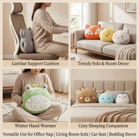 Coussin chauffe-mains personnalisé en peluche, doux et rembourré, motif animal mignon (ours, chat, renard), coussin de sieste, poupée, cadeau d'hiver pour enfants