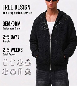 Cardigan <span class=keywords><strong>zippé</strong></span> décontracté pour <span class=keywords><strong>homme</strong></span> en <span class=keywords><strong>maille</strong></span> ajourée, respirant et léger, à manches longues - Product Image 1