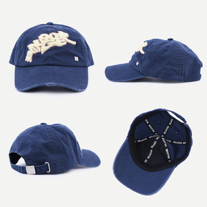 Casquette non structurée personnalisée avec broderie 3D, logo en chenille, en coton délavé, casquette de baseball vieillie, 100% coton, style Dad Hat - Product Image 2