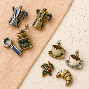Épingles métalliques personnalisées pour café et pâtisserie, badges 3D en relief pour équipement de barista, pour uniformes de café - Product Image 2