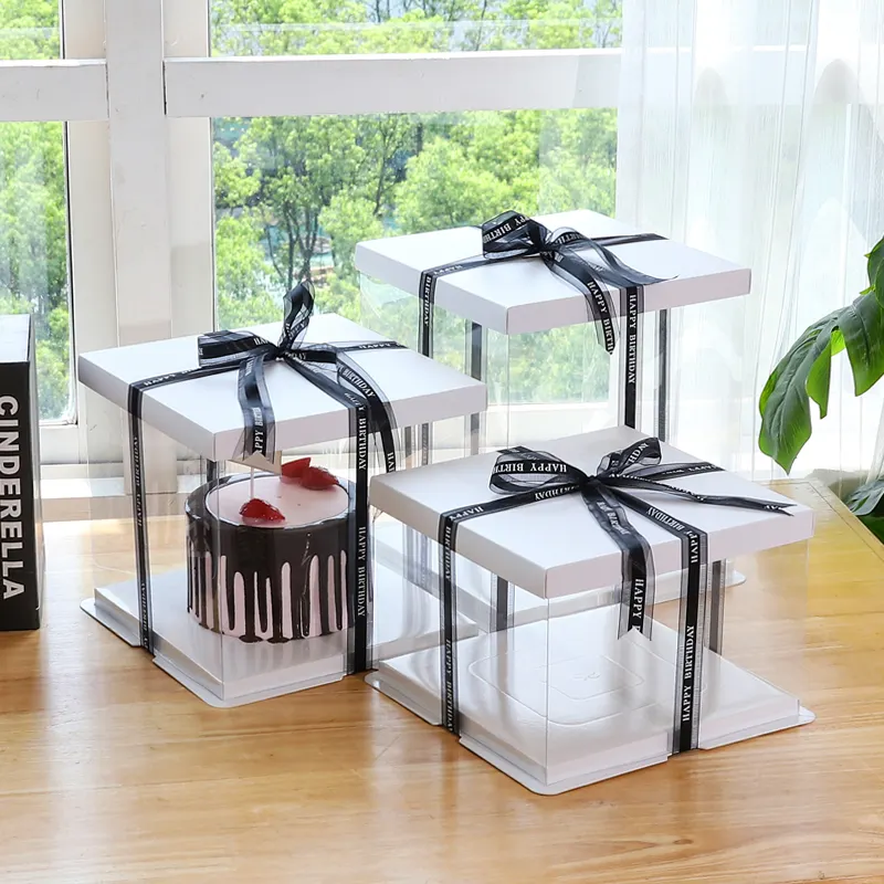 Wholesale Square-shaped Cake Box With Window Transparent Cake Box