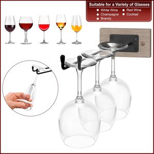 Il Set di portabottiglie Sorbus in legno e filo a parete include calici e liquori per bicchieri da Champagne per Home Bar