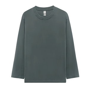 Wholesale T-shirts Supplier Custom 220gsm Streetwear Thermal Under <strong>Plain</strong> Round Neck White Long Sleeve Cotton t Shirt for Men - Product Image 3