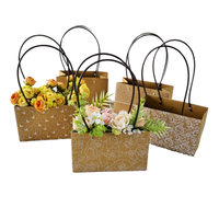 Boîtes en papier carrées brillantes SEEWIN, portables, écologiques, en matériaux recyclés, avec poignée, 20x15x14cm, pour cadeaux floraux, qualité supérieure 3