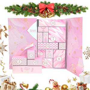 Calendrier de l'Avent de Noël 24 Jours <span class=keywords><strong>en</strong></span> Carton Rigide Portable Haut de Gamme, Boîte Mystère Rose Recyclable avec Lamination UV Mate – Vente <span class=keywords><strong>en</strong></span> Gros - Product Image 6