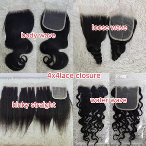 Letsfly - Cierre de Encaje Transparente sin Costuras 4x4, Encaje Suizo Pre-Depilado 10A, Cabello Humano Remy 100% Natural, Extensiones de Cabello Rizado Pixie - Product Image 4