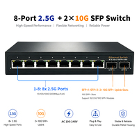 Switch Ethernet 8x 2.5GbE con 2x 10G SFP+ Uplink No Administrado para NVR, Servidor y Almacenamiento Integrado, CA 100-240V