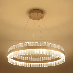 Zeal Lighting Retro Ring Chandelier Latón y colgante de vidrio transparente LED Vintage Lights - Product Image 3