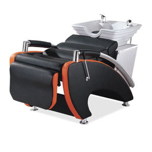 Kisen billig Großhandel Haarschnitt Salon Möbel Haar wäsche <span class=keywords><strong>Shampoo</strong></span> Bett Friseur Erwachsenen Stuhl rot schwarz Becken Schüssel mit manuellem Pedal - Product Image 1